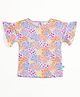 JusCubs Cotton Knit Half Sleeves  Floral Printed Top - Multi Colour