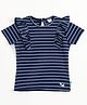 JusCubs Cotton Knit Half Sleeves  Striped Top - Navy Blue