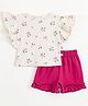 JusCubs Cotton Knit Half Sleeves  Floral Printed Top & Shorts Set -  Off White
