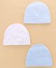 I Bears Interlock Knit Striped Caps With Star Print Pack of 3 Pink & Light Blue - Diameter 17 cm