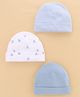 I Bears Interlock Knit Striped Caps With Bird Print Pack of 3 Pink & Light Blue - Diameter 17 cm