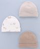 I Bears Interlock Knit Striped Caps With Aeroplane Print Pack of 3 Brown, White & Light Brown - Diameter 16 cm