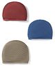 I Bears Interlock Knit Caps Pack of 3 Red, Blue & Beige - Diameter 14.5 cm