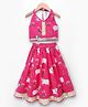 Saka Designs Cotton Woven Lehenga Choli with Sleeveless and Cow Print in Dark Pink for 6-7 Years