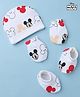 Babyhug Disney 100% Cotton Interlock Knit Cap Mittens & Booties with Mickey Mouse Graphic Print White - Diameter 14.5 cm