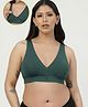 Zelena 92% Modal 8% Spandex Knit Solid Wire Free Maternity Maternity Bra With Front Open Nursing Access - Hunter Green