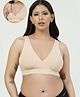 Zelena 92% Modal 8% Spandex Knit Solid Wire Free Maternity Maternity Bra With Front Open Nursing Access - Butter