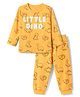 Doodle Poodle 100% Cotton Single Jersey Knit Full Sleeves T-Shirt & Joggers Co-Ords Set With Dinosaur & Text Print - Orange