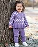 Babyhug Knit A-Line Full Sleeves Sweater Set with Polka Dot Design - Lavender