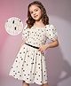 Hola Bonita Cotton Woven Dress and Belt with Half Sleeves and Polka Dots Print in Beige for 4-5 Years