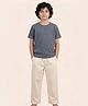 Funkrafts Cotton Knit Half Sleeves USA Text Embroidered  Tee & Pajama Set - Blue & Off White