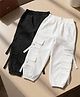 Cutiekins Cotton Woven Pack Of 2 Solid Cargo Pants - White & Black