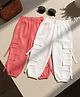 Cutiekins Cotton Woven Pack Of 2 Solid Cargo Pants - Coral & White