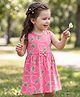 Babyhug Single Jersey Sleeveless Frock With Strawberry Print - Pink