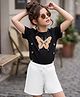 OLLINGTON ST. Set of Sinker Cotton Knit Sleeveless Top With Butterfly Embroidered & Shorts Set - Black