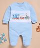 Wonderchild Full Sleeves Animals In A Train Printed Footed Sleepsuit - Blue