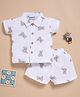 Wonderchild Half Sleeves Teddy Bear Printed Coordinating Shirt & Shorts Set - White
