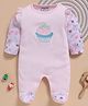 Wonderchild Full Sleeves Frill Detailed & Cupcake Embroidered Footed Sleepsuit - Pink