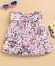 Wonderchild Cap Sleeves Abstract Printed & Bow Applique Detailed Dress - Pink