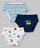 Babyhug 100% Cotton Single Jersey Knit Striped Antibacterial Briefs With Vehicle Print Pack of 3 - Multicolor