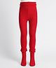Mustang Cotton Knit Full Length Solid Tights with Fairy Frills - Red