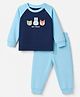 Doodle Poodle 100% Cotton  Single Jersey Knit Full Sleeves T-Shirt With Animal Print & Joggers Set - Aqua Blue
