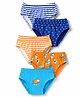 Babyhug 100% Cotton Knit Striped & Sea Life Printed Anti Bacterial Briefs Pack Of 5 - Light Blue Orange & Light Blue
