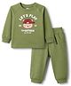 Doodle Poodle 100% Cotton Single Jersey Knit Full Sleeves Raglan Full Sleeves Text & Animal Printed T-Shirt & Pant Set - Olive Green