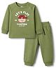 Doodle Poodle 100% Cotton Single Jersey Knit Full Sleeves Raglan Full Sleeves Text & Animal Printed T-Shirt & Pant Set - Olive Green
