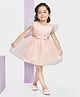 Peppermint Net Knit Cap Sleeves Floral Embroidered  Dress - Peach
