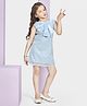 Peppermint Woven Sleeveless Bow Applique Detailed Sequins Embellished Dress - Sky Blue