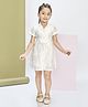 Peppermint Cotton Woven Half  Sleeves Abstract Embroidered Dress - White