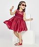 Peppermint Woven Sleeveless Stones & Sequin Embellished Pleated Dress - Maroon