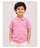 Campana 100% Cotton Knit Half Sleeves Solid Polo Tee - Pink