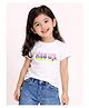 Campana 100% Cotton Knit Half Sleeves Rise Up Text Printed Tee - White