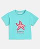 Campana 100% Cotton Knit Half Sleeves Holidays Forever Text & Starfish Printed Tee - Turquoise