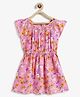 Campana Rayon Woven Cap Sleeves Floral Printed Dress - Pink