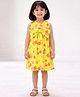 Campana 100% Cotton Woven Sleeveless Floral Printed Bow Applique Detailed Dress - Yellow