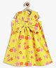 Campana 100% Cotton Woven Sleeveless Floral Printed Bow Applique Detailed Dress - Yellow