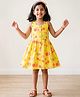 Campana 100% Cotton Woven Sleeveless Floral Printed Dress - Yellow
