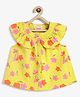 Campana 100% Cotton Woven Sleeveless Frill Detailed Floral Printed Top - Yellow