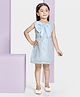 Peppermint Net Knit Sleeveless Sequins Embellished & Bow Applique Detailed Dress - Sky Blue