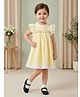 Rassha Cotton Woven Frill Sleeves Frock with Floral Applique & Lace Detailing -  Lemon