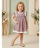 Rassha Cotton Woven Frill Sleeves Frock with Floral Applique & Lace Detailing -Rose Gold