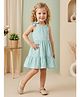 Rassha Cotton Woven Sleeveless Tiered Frock with Gingham Check & Bow Applique - Sea Green