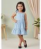 Rassha Cotton Woven Sleeveless Checked Tiered Frock With Bow - Light Blue