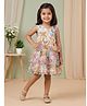 Rassha Cotton Woven Sleeveless Tiered Frock with Floral Print-White