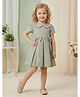 Rassha Cotton Woven Half Sleeve Solid Colour Frock with Peter Pan Collar & Bow Detailing - Olive