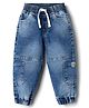 Babyhug Denim Full Length Washed Jeans With Stretch - Light Blue