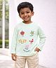 Mi Arcus Cotton Elastane Knit Peppa Pig Featuring Full Sleeves Character Printed Striped Tee - Green